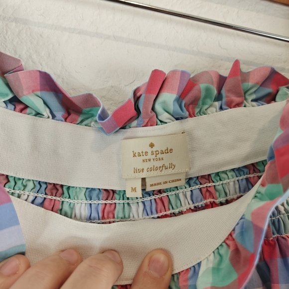 Kate Spade Nwot Madras Plaid Off Shoulder Cotton Top Broome St Size M - Picture 11 of 12
